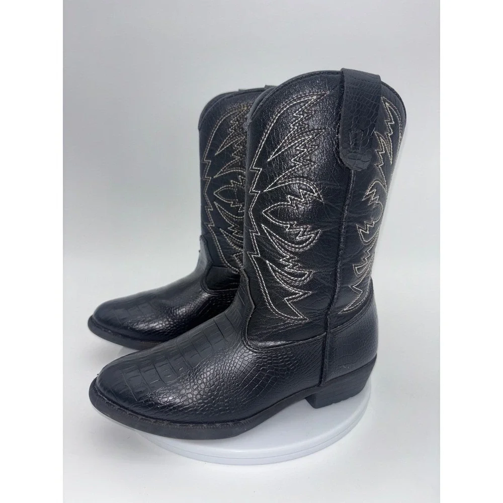 SMARTFIT Black Cowboy Boots Western Cowgirl Kid Croc Crocodile Toddler Little 13